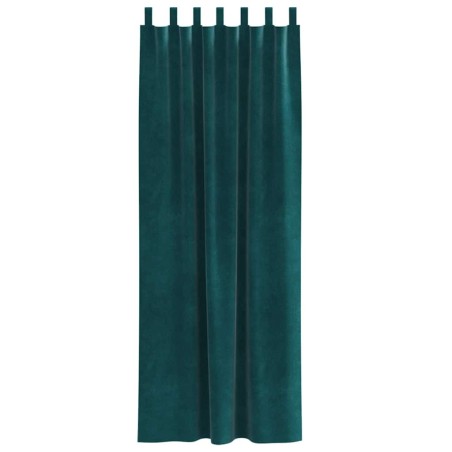 Rideaux occultants avec boucles de suspension 2 pcs Velours vert foncé 