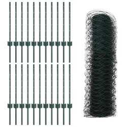 Piquets de Clôture 11 pcs U-Channel Vert 60 cm Acier 