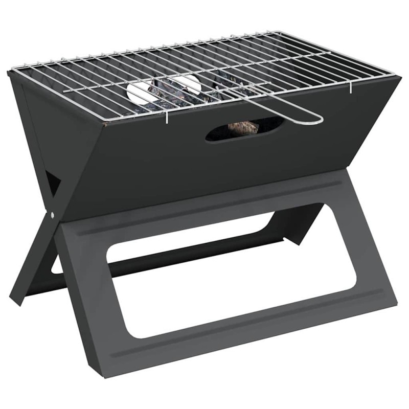 Grill BBQ - Pliable, Noir, 46x30x31 cm, Fabriqué en Acier 