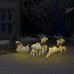 Décoration de Noël Rennes avec traîneau 100 LED Extérieur Doré 