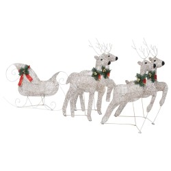 Décoration de Noël Rennes avec traîneau 100 LED Extérieur Doré 