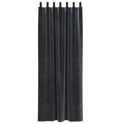 Rideaux occultants avec boucles de suspension 2 pcs en velours gris foncé 