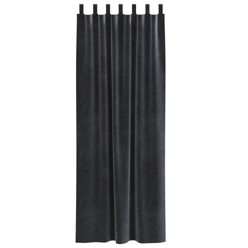 Rideaux occultants avec boucles de suspension 2 pcs en velours gris foncé 