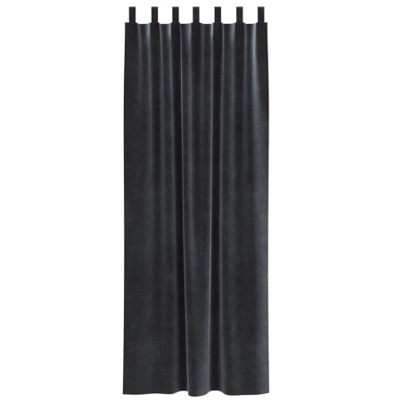 Rideaux occultants avec boucles de suspension 2 pcs en velours gris foncé 
