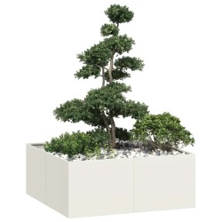 Jardinière blanc 100x100x40 cm acier 