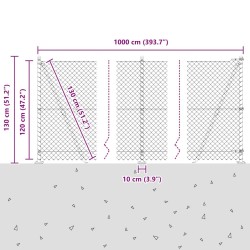 Jeu de Poteaux de Clôture Argent 10 x 1.2 m Acier galvanisé 