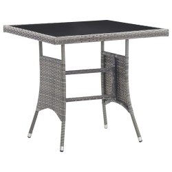 Table de jardin gris 80x80x74 cm résine tressée 