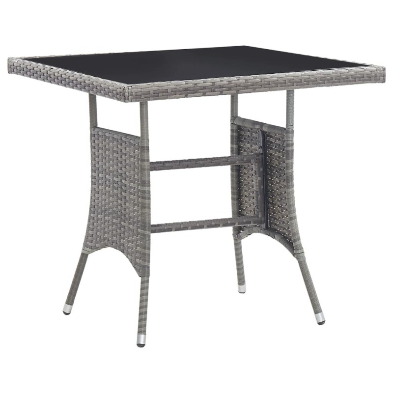 Table de jardin gris 80x80x74 cm résine tressée 