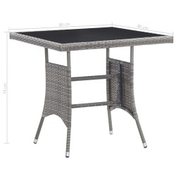 Table de jardin gris 80x80x74 cm résine tressée 