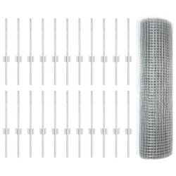 Clôture en Fil Soudé avec 22 Poteaux U Argent 0.4x50 m Acier 