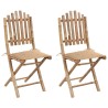 Chaises pliables de jardin lot de 2 avec coussins Bambou 