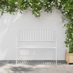 Banc Blanc Métal 103,5 x 51,5 x 90 cm Durable Banc d'extérieur 