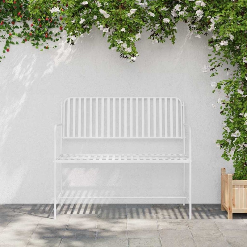 Banc Blanc Métal 103,5 x 51,5 x 90 cm Durable Banc d'extérieur 