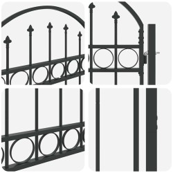 Porte de Clôture Gris 100 x 150 cm Acier peint par poudre 