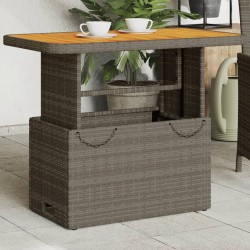Table de jardin gris 90x55x71cm Résine tressée et bois d'acacia 