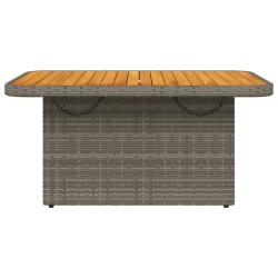 Table de jardin gris 90x55x71cm Résine tressée et bois d'acacia 