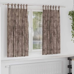 Rideaux en velours 2 pcs avec œillets cappuccino 175x140 cm 