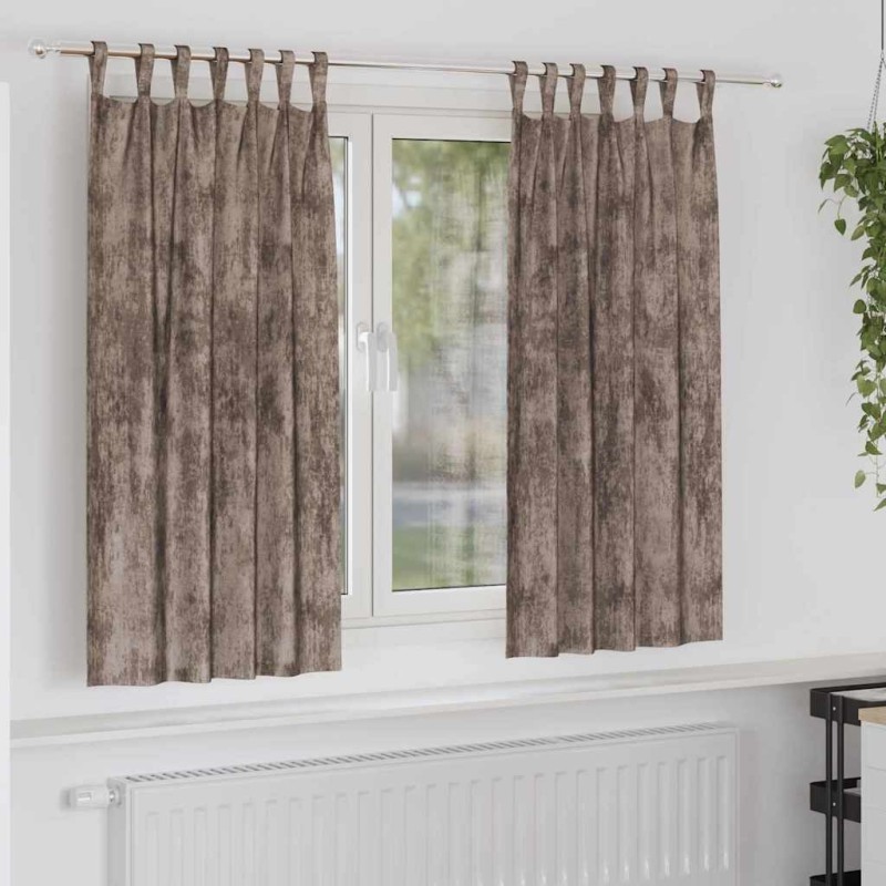 Rideaux en velours 2 pcs avec œillets cappuccino 175x140 cm 