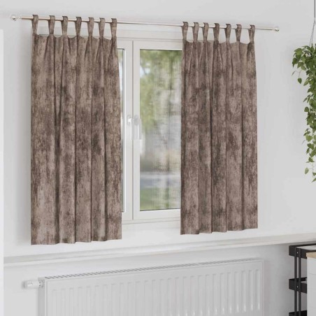 Rideaux en velours 2 pcs avec œillets cappuccino 175x140 cm 