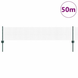 Clôture en fil soudé avec 22 poteaux U Vert 0.4x50 m en acier 