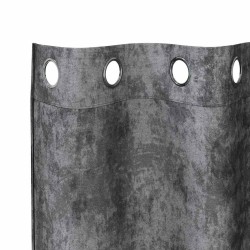 Rideaux en velours , 2 pièces avec œillets, gris, 260 x 140 cm 
