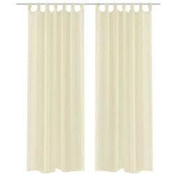 Rideau fin Crème 140x225 cm 2 pcs 