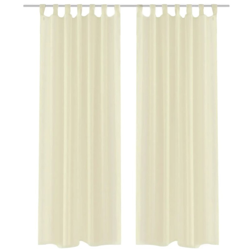 Rideau fin Crème 140x225 cm 2 pcs 
