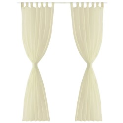 Rideau fin Crème 140x225 cm 2 pcs 