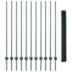 Poteaux de clôture 11 pcs U-Channel vert 140 cm en acier 