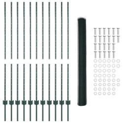 Poteaux de clôture 11 pcs U-Channel vert 140 cm en acier 