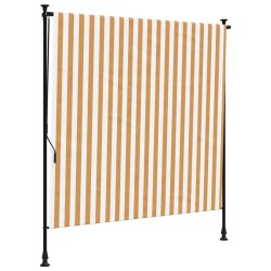 Store roulant d'extérieur orange et blanc 200x270cm tissu acier 