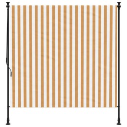 Store roulant d'extérieur orange et blanc 200x270cm tissu acier 