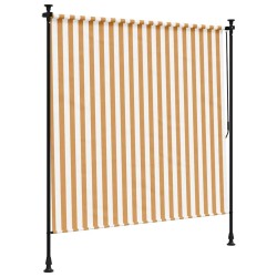 Store roulant d'extérieur orange et blanc 200x270cm tissu acier 