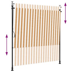 Store roulant d'extérieur orange et blanc 200x270cm tissu acier 