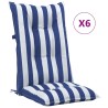 Coussins de chaise de jardin à dossier haut lot de 6 