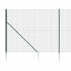 Clôture en treillis métallique et piquet d'ancrage vert 1,6x10m 
