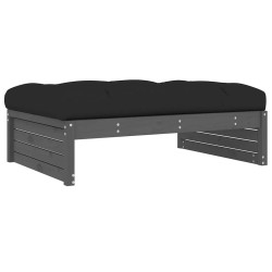 Repose-pied de jardin 120x80 cm gris bois de pin massif 