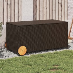 Boîte de rangement de jardin et roues marron 190L poly rotin 