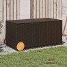 Boîte de rangement de jardin et roues marron 190L poly rotin 