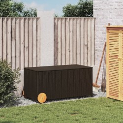 Boîte de rangement de jardin et roues marron 190L poly rotin 