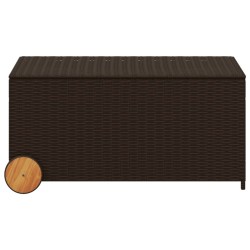 Boîte de rangement de jardin et roues marron 190L poly rotin 