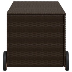 Boîte de rangement de jardin et roues marron 190L poly rotin 