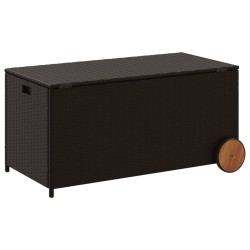 Boîte de rangement de jardin et roues marron 190L poly rotin 