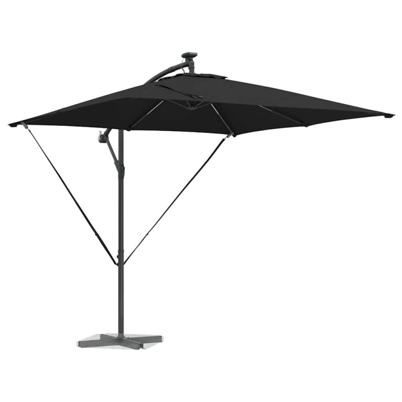 Parasol banane à mât déporté Noir 249 x 249 x 250 cm 