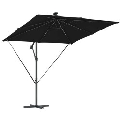 Parasol banane à mât déporté Noir 249 x 249 x 250 cm 