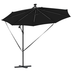 Parasol banane à mât déporté Noir 294 x 294 x 248 cm 
