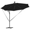Parasol banane à mât déporté Noir 294 x 294 x 248 cm 