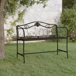 Banc de jardin 2 places 104 cm Noir Acier 