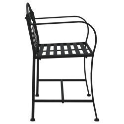 Banc de jardin 2 places 104 cm Noir Acier 