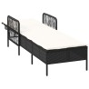 Chaise Longue Noir et crème PE Rattan 157 x 55 x 92 cm 